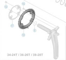 Drev Shimano SLX FC-M7000 BB 96 bcd 2 x 11 växlar 34T svart från Shimano